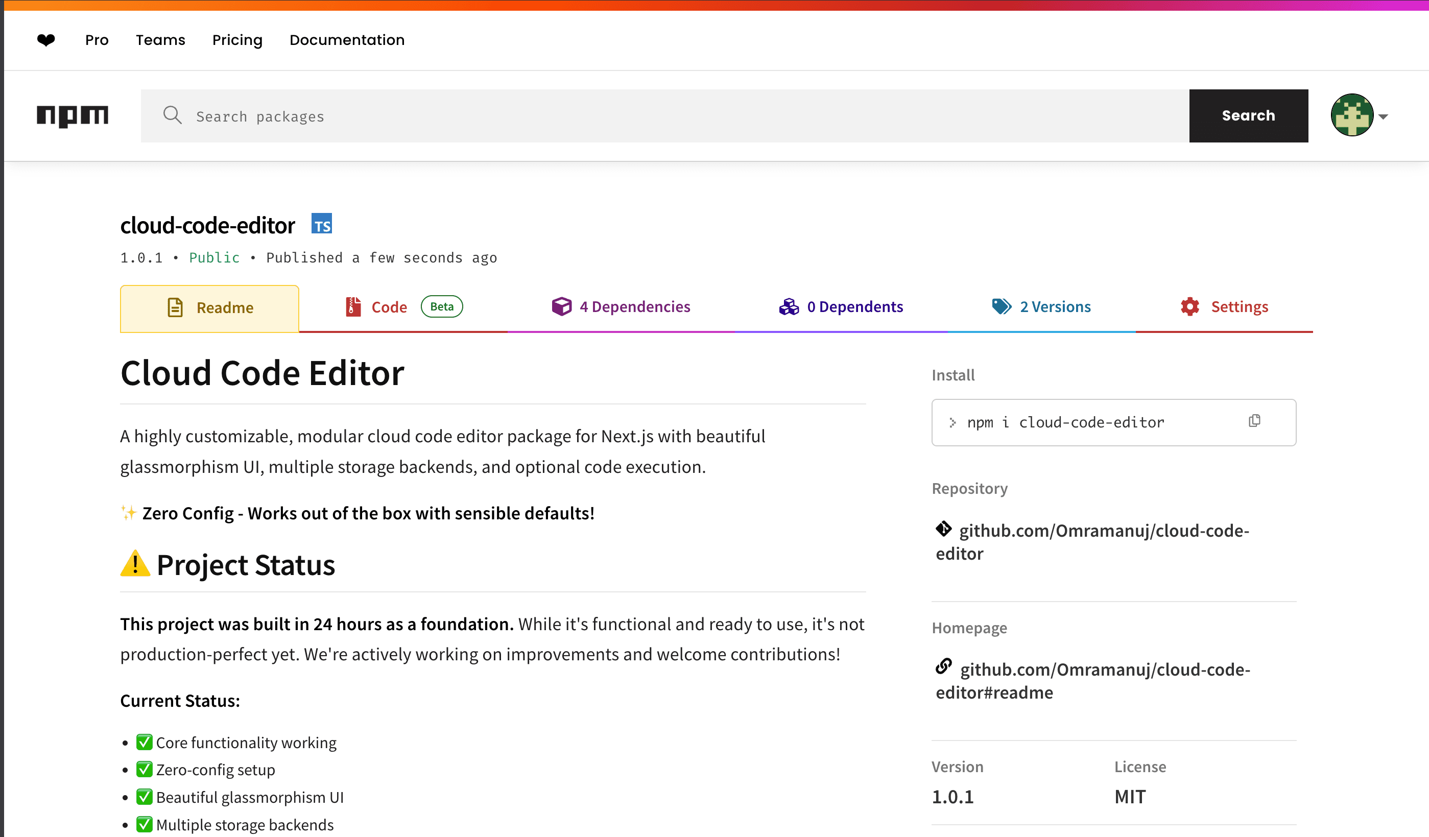Cloud Code Editor